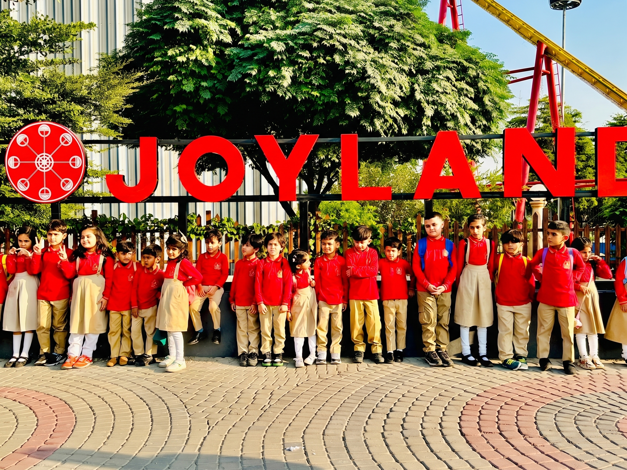 Children on a field trip at Joyland amusement park